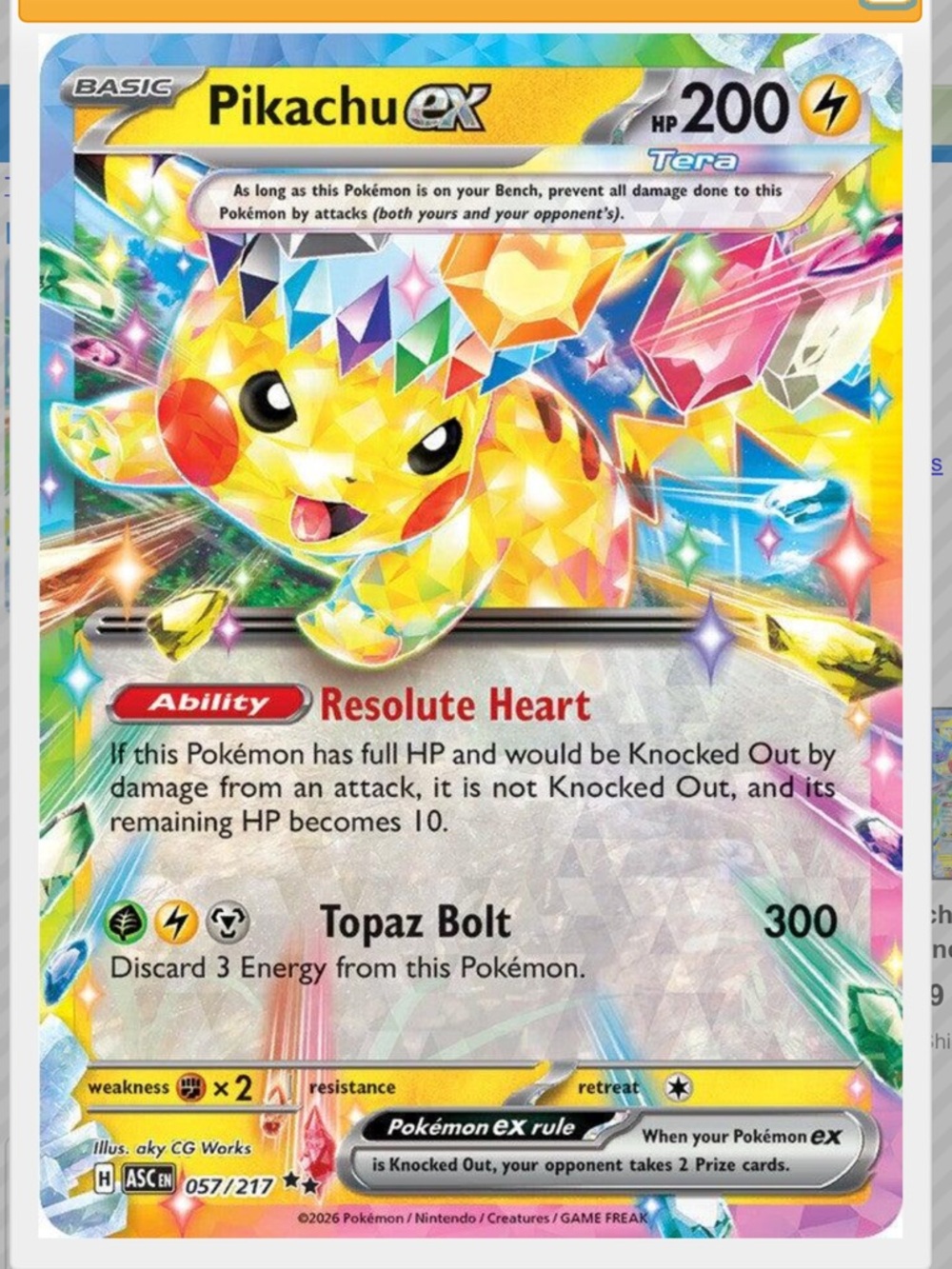 Pikachu Ex #57 Pokemon Ascended Heroes